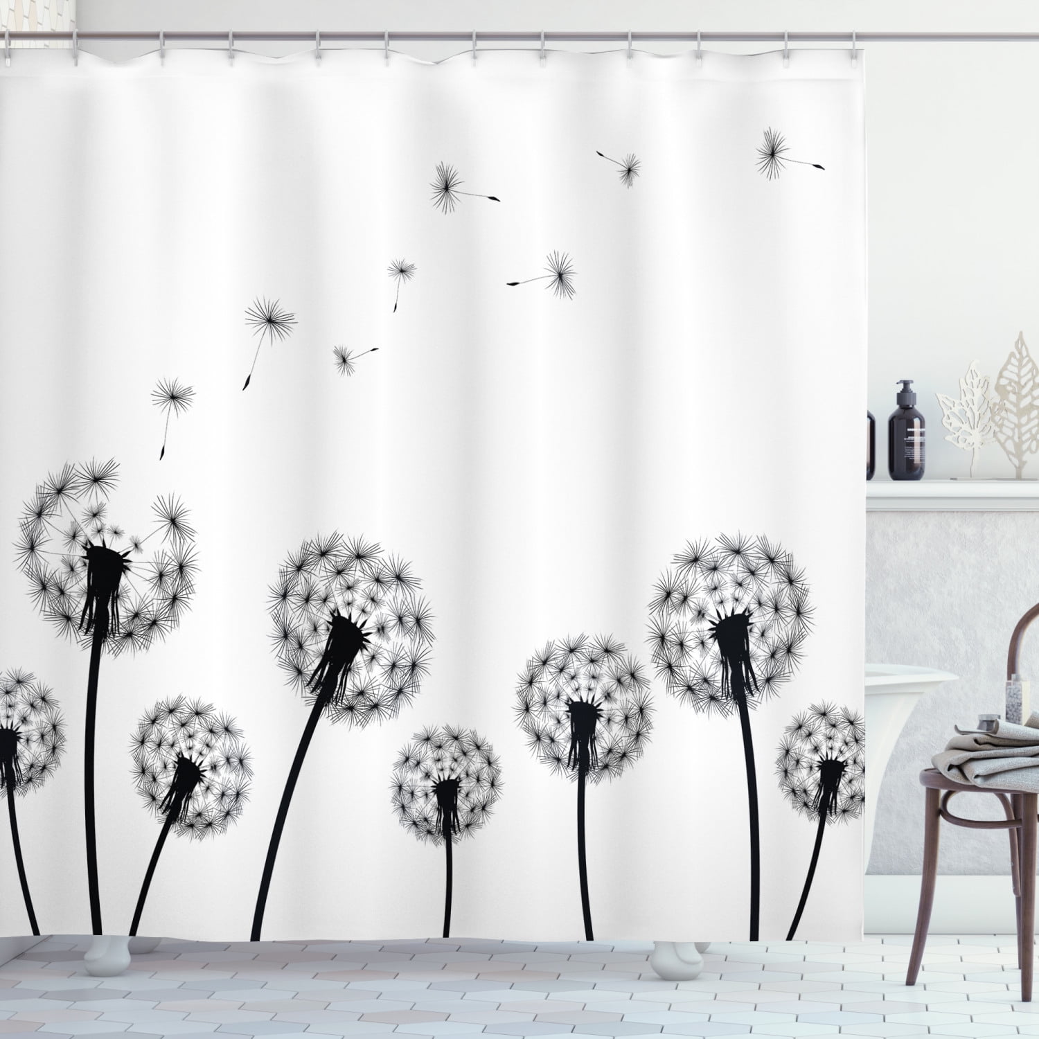 Ambesonne Dandelion Shower Curtain, Faded Blowball Plant, 69"Wx84"L