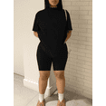 thumbnail image 5 of Two Piece Set For Women Summer Sweatsuits Short Workout Jogger Sets Matching Tracksuit Black 2XL, 5 of 6