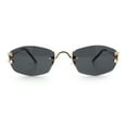 thumbnail image 4 of Luxury Rimless OG Fancy Narrow Oval Metal Rim Hustler Fashion Sunglasses Gold - Black, 4 of 7