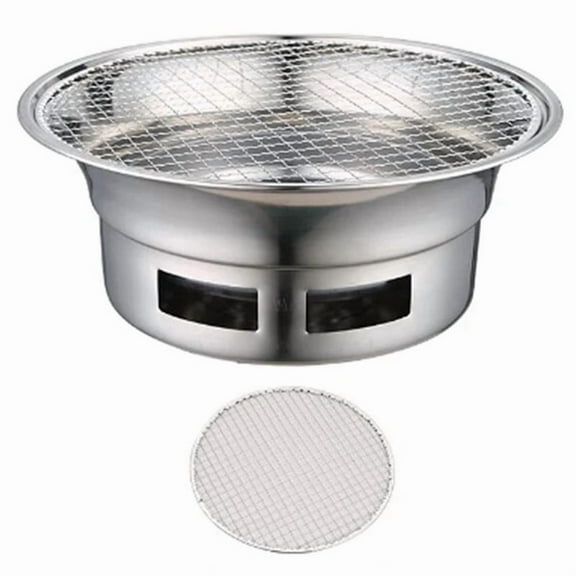 Stainless Steel Smokeless Round Outdoor Barbecue Grill Commercial Barbecue Grill Charcoal Barbecue Grill Silver