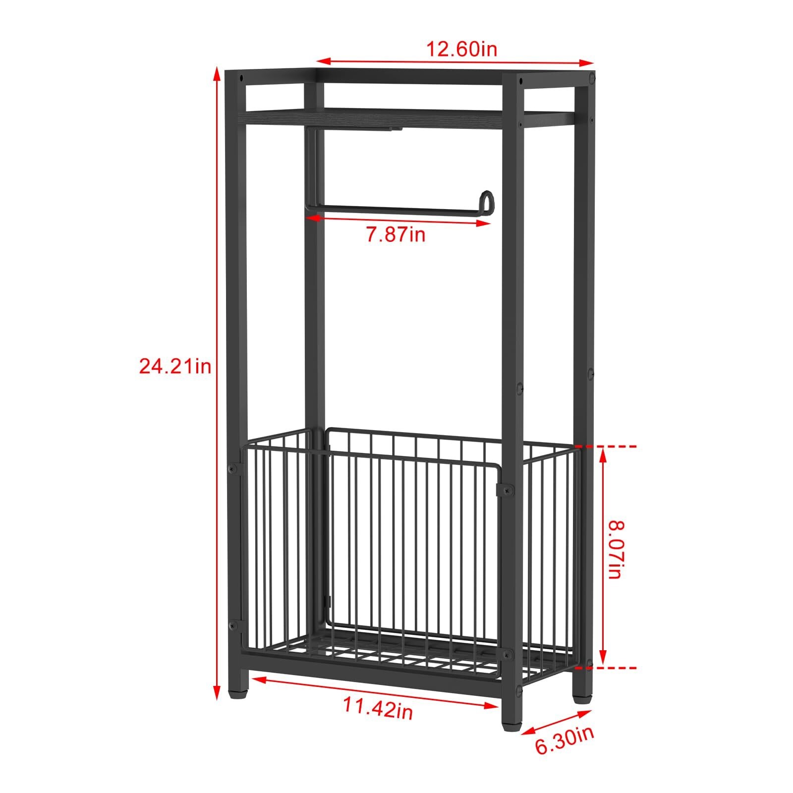 Freestanding Toilet Paper Stand with Shelf  Bathroom Tissue Holder and Organizer