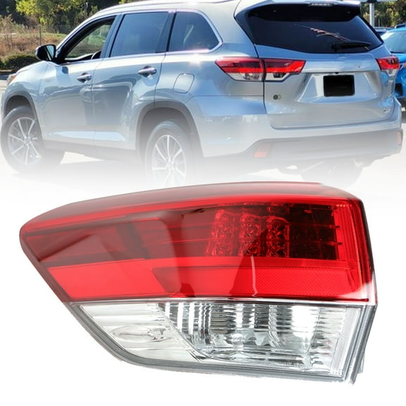 Clear Len Outer Tail Lights Brake Lamp Left Driver Side Tail Light Red Brake Lamp Replacement for 2017-2019 Toyota Highlander