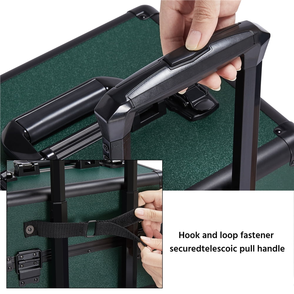 Renwick 4-in-1 Large Professional Folding Cosmetic Case with Brush Bag, Dark Green