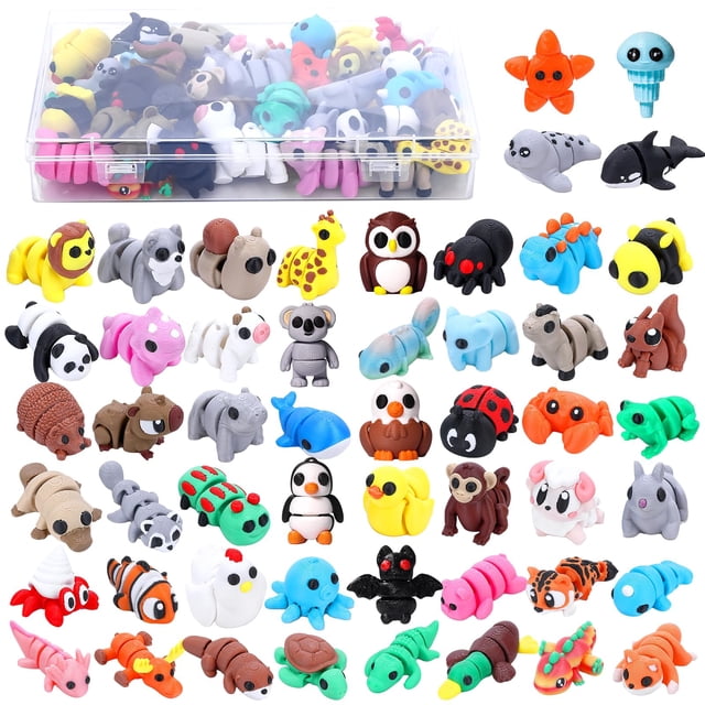 Set de 52 animales impresos en 3D YRBIGSP, juguetes articulados