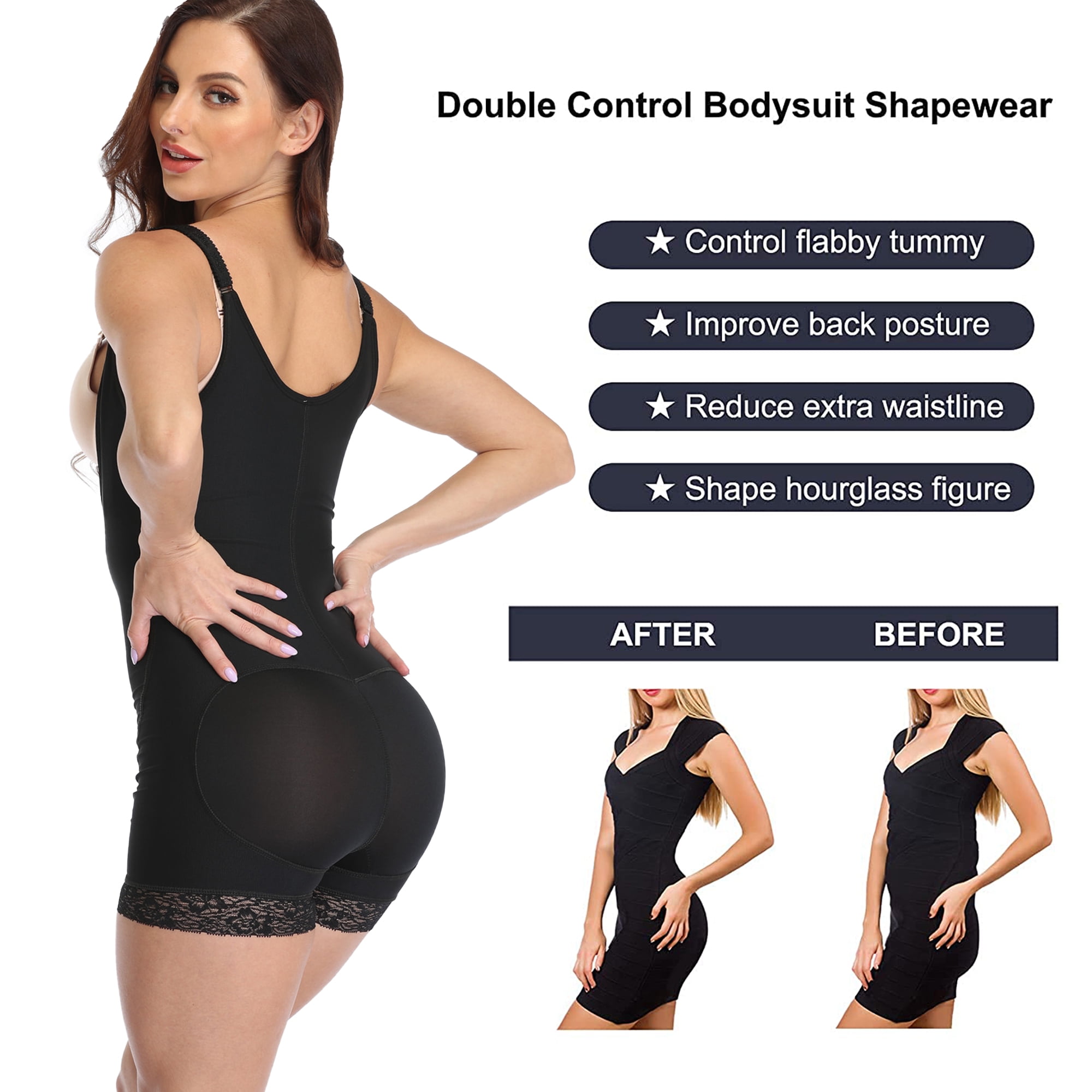Lilvigor Women Shapewear Backless Body Bra Shaper Womens Plus Size Plunge  Invishaper Low Back Thong Bodysuits Open Crotch Daily Use 
