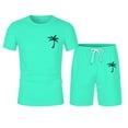 thumbnail image 1 of Men's Suits Category Product Title Optimized for Platform Competitors Summer Tracksuit In Athletic Fit With Short Sleeve O Neck Top And Color Block Waist Set For Everyday Leisure And Travel, 1 of 5