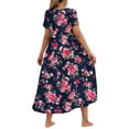 thumbnail image 6 of Viikei Plus Size Summer Maxi Dress for Women,Women's Casual Ruffle Short Sleeve Dress,Women's Flower Printing Casual Short Sleeve Crewneck Dress Casual Flowy Tiered Maxi Beach Dress Navy XL, 6 of 6