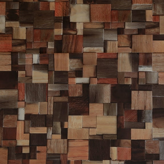 Dundee Deco Peel and Stick Self Adhesive Wallpaper - Abstract Wooden Brown, Red, Grey, Sepia Planks, 18 ft x 24 in
