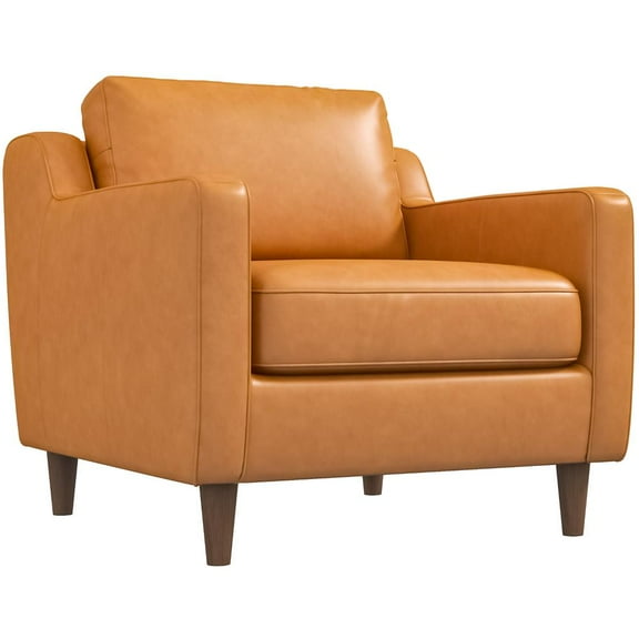 Madison Modern Lounge Chair with Buffalo Leather & Walnut-Finished Legs in Tan