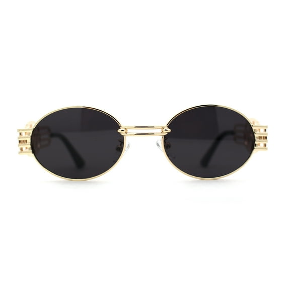 Dragon Emblem Arm Metal Oval OG Sunglasses Gold Black