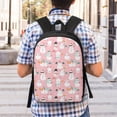 thumbnail image 6 of Goofa Cute Pink Snowman Cat Pattern 17in Student Backpack - School, Travel, Work Bookbag -Laptop Backpack,Water Resistant College School Computer Bag, 6 of 6