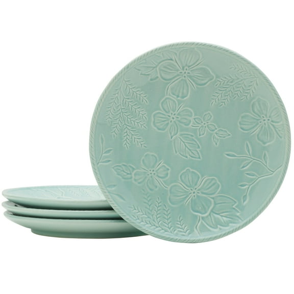 Fitz and Floyd English Garden Mint 9" Round Stoneware Salad Plates (4 Count)