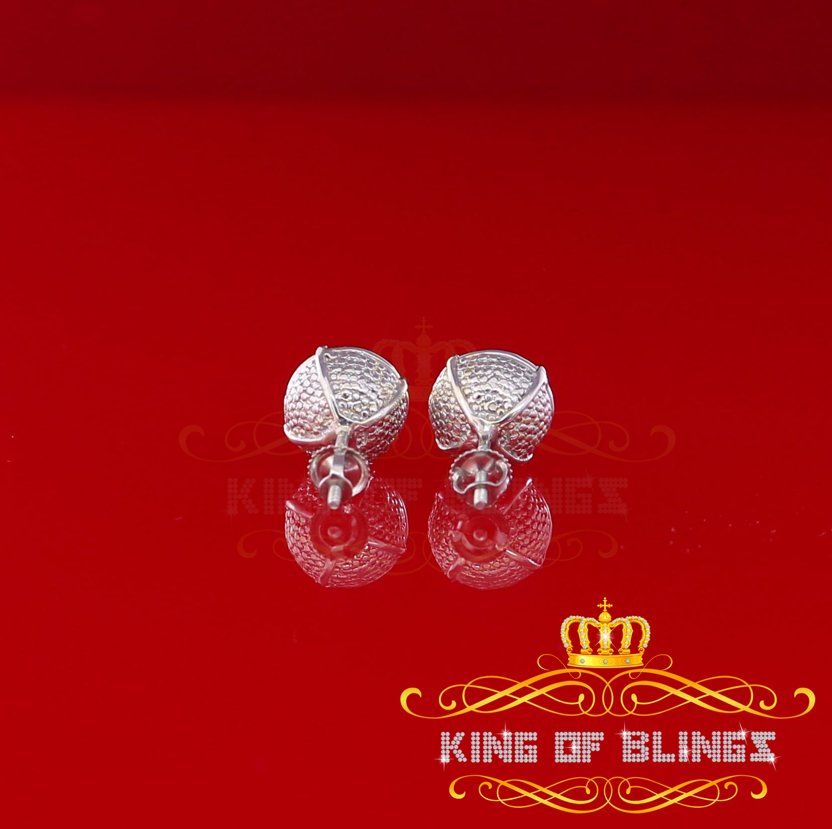 King of Bling's 925 Sterling Silver 0.30ct Diamond For Women's/ Men's White Stud Round Earrings