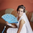 thumbnail image 5 of Unique Bargains Elegant Cherry Blossom With Tassel Folding Fan 1 Pc Sky Blue, 5 of 5