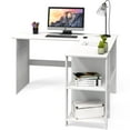 SHW Cyrus L Desk with Shelves, White