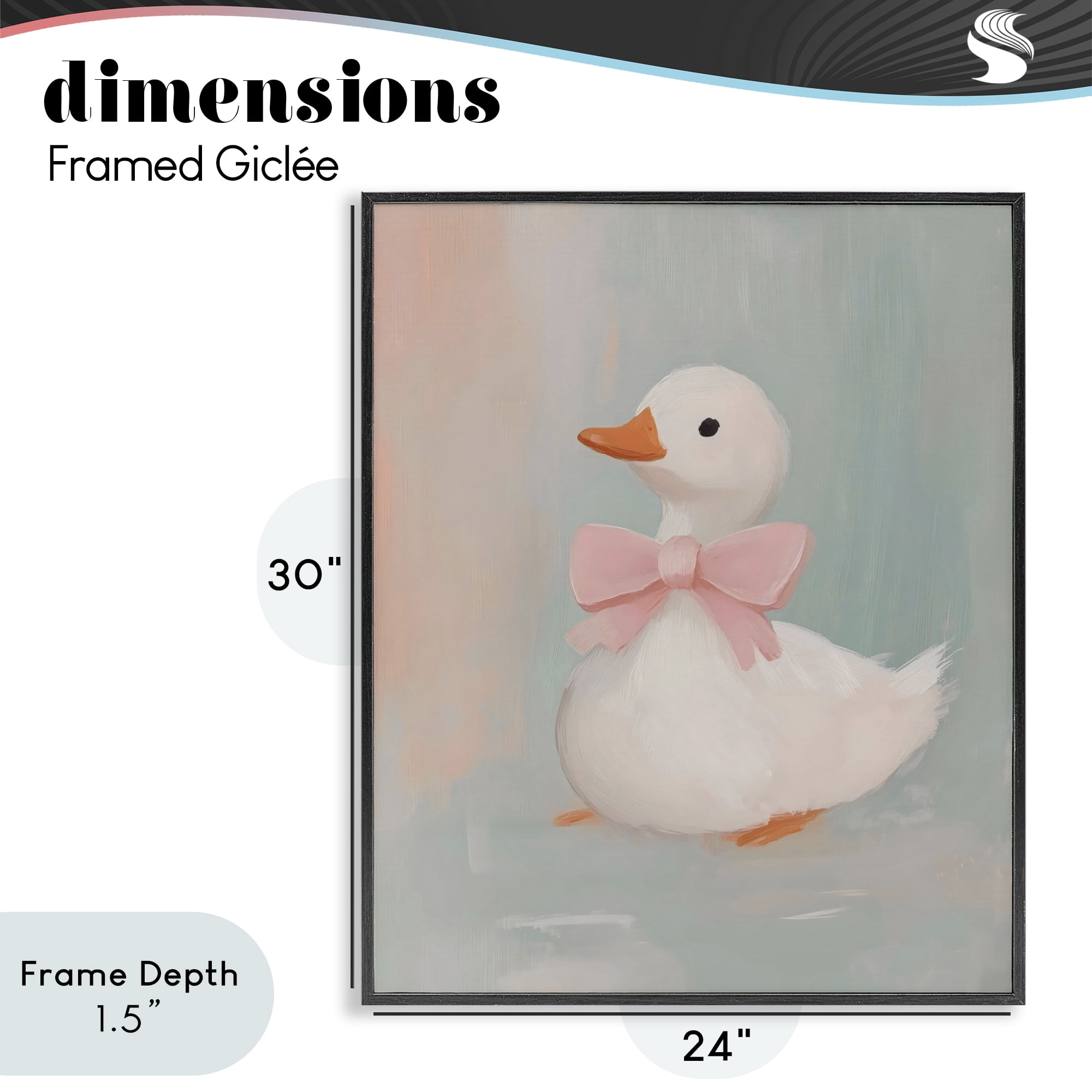 Stupell Industries Duckling Portrait with Bow Black Framed Giclee Art, design by The Prints Vibe
