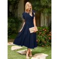 thumbnail image 2 of Vestido Simplee para mujer, a rayas, con volantes, manga corta, azul marino, 2 of 6