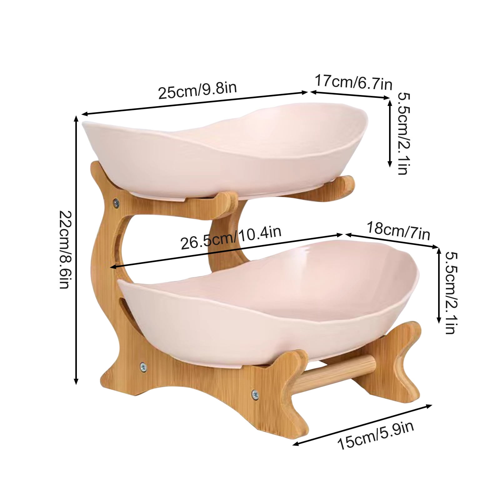 Tiitstoy Fruit Basket for Kitchen Counter, with Wood Holder, 3/2/1 Tiered Large Capacity Fruit Basket Oval Tiered Fruit Bowl Set for Kitchen Counter, Parties, Gatherings, Restaurant, Family Events