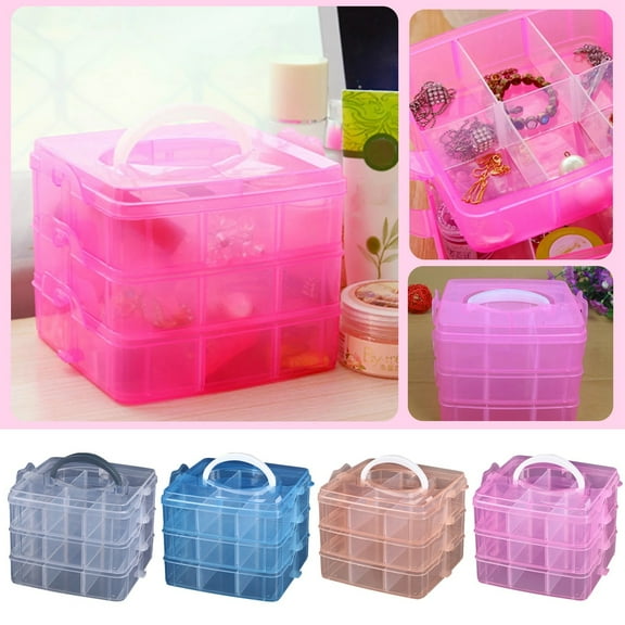 Pink Small 3-Tier 18-Compartment Handheld Detachable Storage Organizer For Tools And Toys - With 18 Compartments To Organize Hardware Tools Lego Toys & Small Items - Home Office