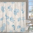 thumbnail image 2 of Retro Starfish Seashell Shower Curtain, Summer Ocean Beach Theme Teal Conch Coral Ivory Vintage Bathroom Curtain Waterproof Fabric Machine Washable with 12 Hooks, 72" x 72", 2 of 6
