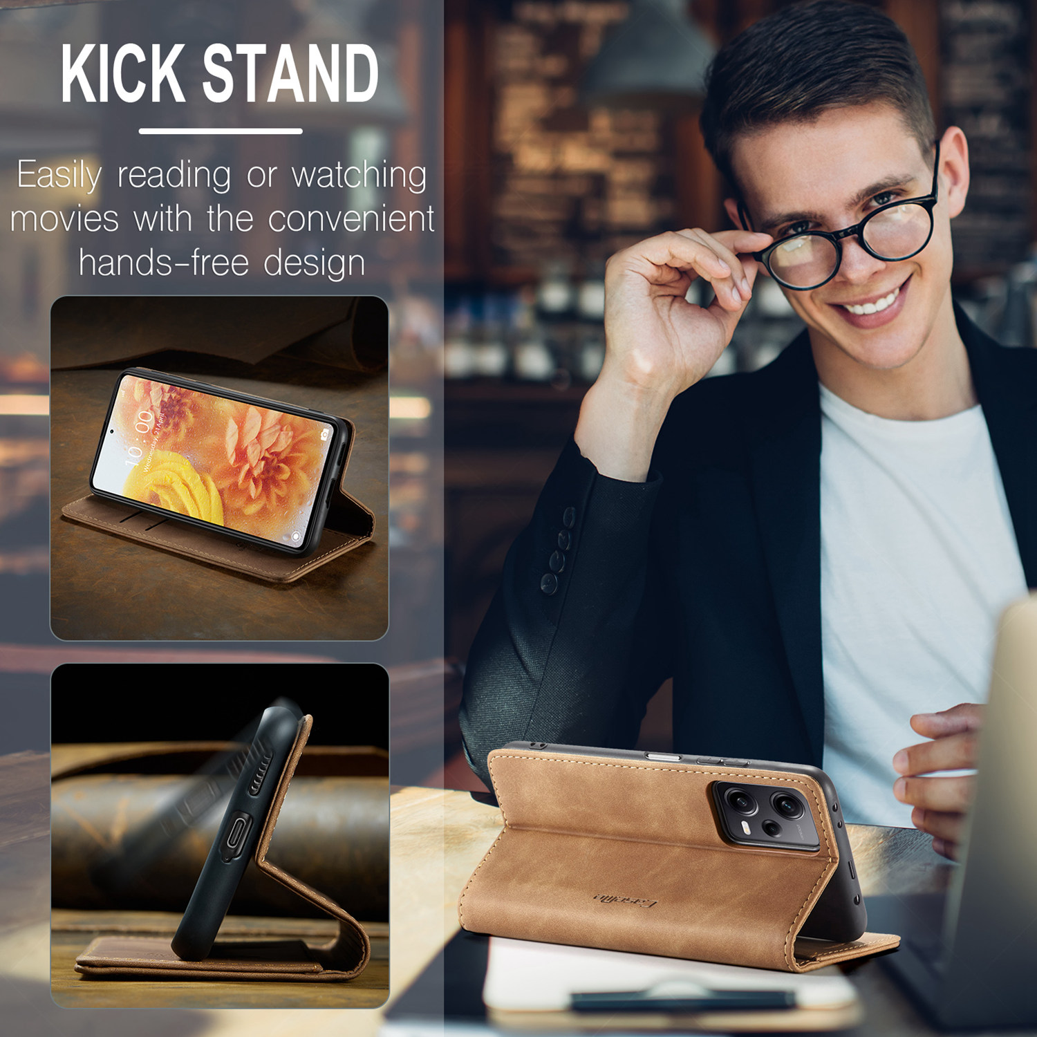 ETFAST Leather Wallet With Card Holder Zipper Phone Case For Xiaomi Poco X5 Pro High Quality Leather Phone Case
