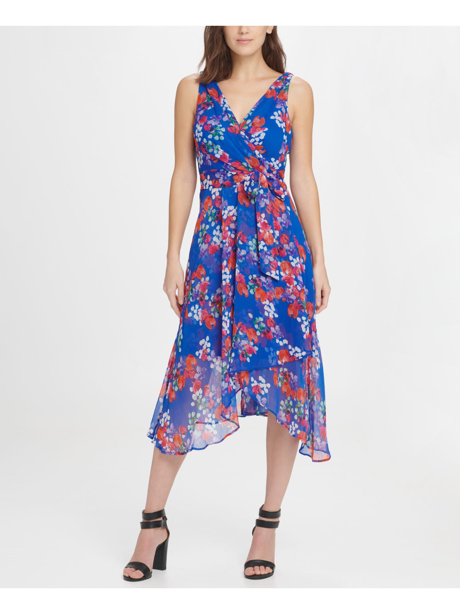DKNY $129 Womens New Blue Floral Belted ...