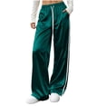 thumbnail image 6 of Kojanyu Women's Satin Wide Leg Drawstring Sweatpants Elastic High Waist Loose Pants Casual Lounge Trousers with Side Pockets, 6 of 8