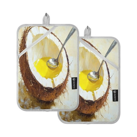 

BZSMCE Pot Holder Oven Mitts Cooking baking Coconut Painting Creative Pattern Size:7x9.8in