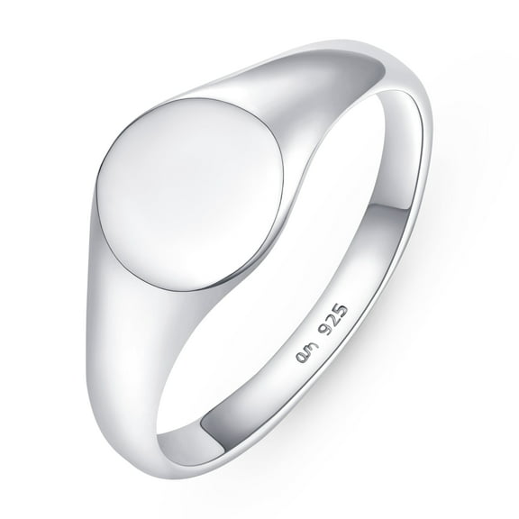 Amberta Solid 925 Sterling Silver Signet Ring for Women | Pinky Ring for Women | Silver Stackable Rings | Silver Ring for Women: Size I Plain Ring