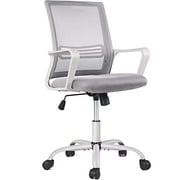 Desk Chair Ergonomic Office Chair Mesh Computer Chair, Home Office Desk Chairs with Wheels Swivel Rolling Chair Mid Back Grey Task Chair with Lumbar Support Armrests