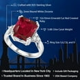 thumbnail image 2 of Gem Stone King 925 Sterling Silver Red Created Ruby Ring for women | 5.88 Cttw | Emerald Cut 12X10MM | Available in Size 5, 6, 7, 8, 9, 2 of 6