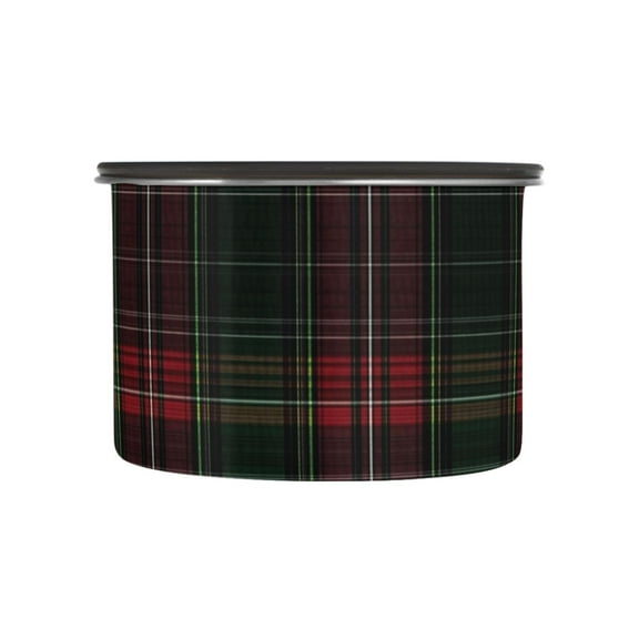 Green and Red Tartan Plaid Airtight Coffee Bean Canister 17oz Food Storage Containers with Lids For Gournd, Tea, Sugar, Flour, Rice, Cereal, Candy Cookie Jar