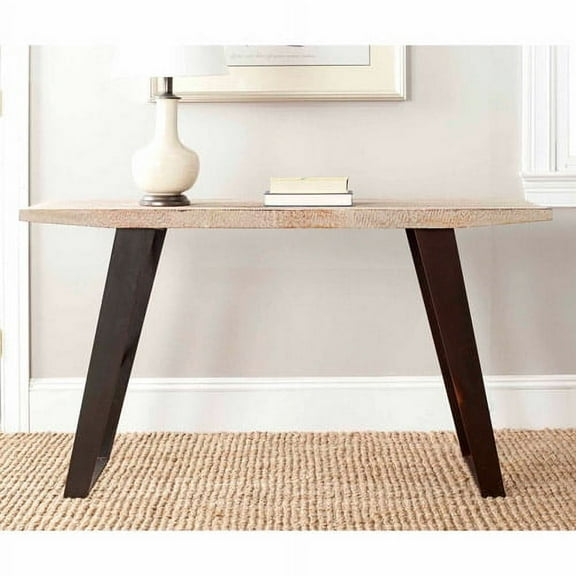 SAFAVIEH Waldo Traditional Wood Top Console, Natural/Black Brushed