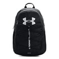 thumbnail image 1 of Mochila deportiva Under Armour Adult Hustle, negra (001)/plateada, talla única, 1 of 3