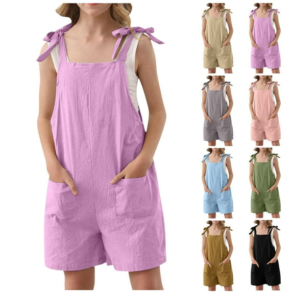 AJIWYH Girls Rompers Size 10-12,Girls Short Jumpsuits,Baby Girl Outfits Khaki,4-5 Years