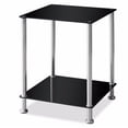 thumbnail image 1 of Square Glass 2 Tier Side table Accent Table Stand, Black, 1 of 1