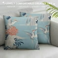 thumbnail image 3 of JEUXUS Floral Crane Throw Pillow Covers Set  Leaves Chinoiserie Aesthetic Flower Butterfly Traditional Blue Soft Fabric Living Room Bedroom Dorm Indoor Cushion Square Pillowcases, 3 of 5