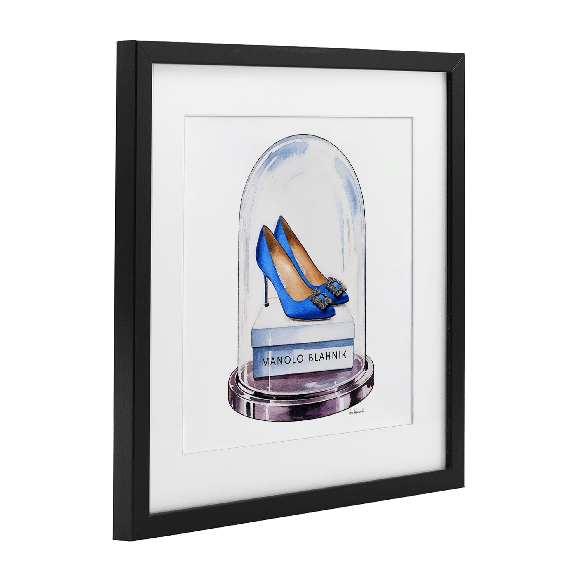 Stupell Industries Blue Heels in Bell Jar Black Framed Print Under Glass, design by Amanda Greenwood