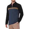 thumbnail image 5 of INSPIRE CHIC Men's Golf Shirt Zip Neck Color Block Long Sleeve Collared Casual Top XL Navy Blue, 5 of 6
