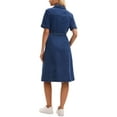 thumbnail image 3 of INSPIRE CHIC Women's Denim Dress Button Down Short Sleeve Belted Casual Jean Shirt Dresses M Dark Blue, 3 of 6