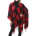 thumbnail image 4 of Poncho tipo capa abierto con frente cálido para mujer, chales con bloques de color, cárdigan de invierno, ponchos estampados para mujer, 4 of 6