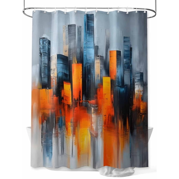 Abstract Art Shower Curtain Set ，Waterproof Fabric Shower Curtains Neon Color Contrast Color Urban Landscape Shower Curtains for Bathroom,Bathroom Decor 72"x84"