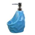 thumbnail image 2 of de jabón, moderno con compartimento de almacenamiento de loción recargable de cerámica Soporte para jabonera Jabón Aceite Azul Soledad Dispensador de jabón, 2 of 7