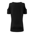 thumbnail image 4 of Womens Summer Shirts Short Sleeve V Neck Criss Cross Cold Shoulder Tops Blouse, 4 of 5