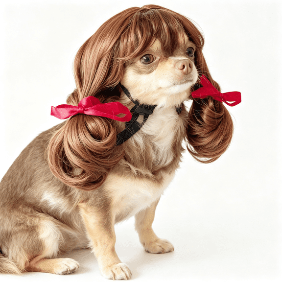 Funny Cat and Dog Wigs, Soft Pet Costume with Adjustable Straps, for Halloween Christmas Party Dress-Up, Ideal Gift for Pet Lovers