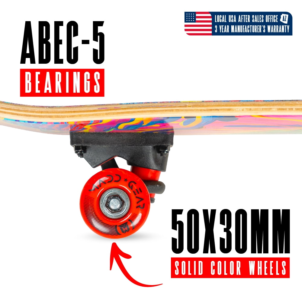 Beginner Skateboard for Kids and Teens – 31" Maple Deck – ABEC-5 Bearings – Easy to Ride – Madd Gear LTR