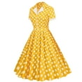 thumbnail image 2 of IBTOM CASTLE Women's Vintage Dress Plaid Floral Cocktail Party Swing Dresses 1950s Retro Gown Wedding Formal A-line Midi Dresses S Yellow Polka Dots, 2 of 8