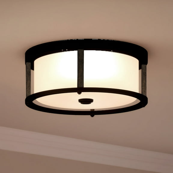 Luxury Contemporary Indoor Ceiling Light, 5.25''H x 13''W, with Transitional Style Elements, Nautical Design, Olde Bronze Finish and Clear & Etched White, UHP3211