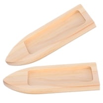 OUNONA Wooden Canoe Boat Model for Home Decor Unique Miniature Nautical Design Crafted from Wood Khaki Color 2 Pieces