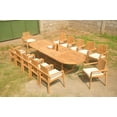 thumbnail image 4 of Grade-A Teak Dining Set: 12 Seater 13 Pc: 118" Mas Oval Trestle Leg Table And 12 Clipper Stacking Arm Chairs Outdoor Patio WholesaleTeak #51CP2713, 4 of 5